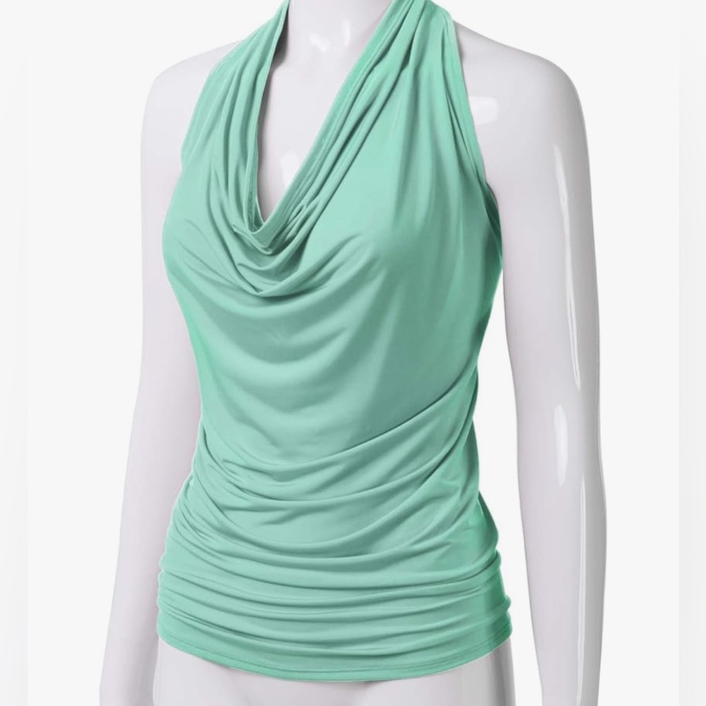 Mint Green Halter Neck Women's Top | 1XL